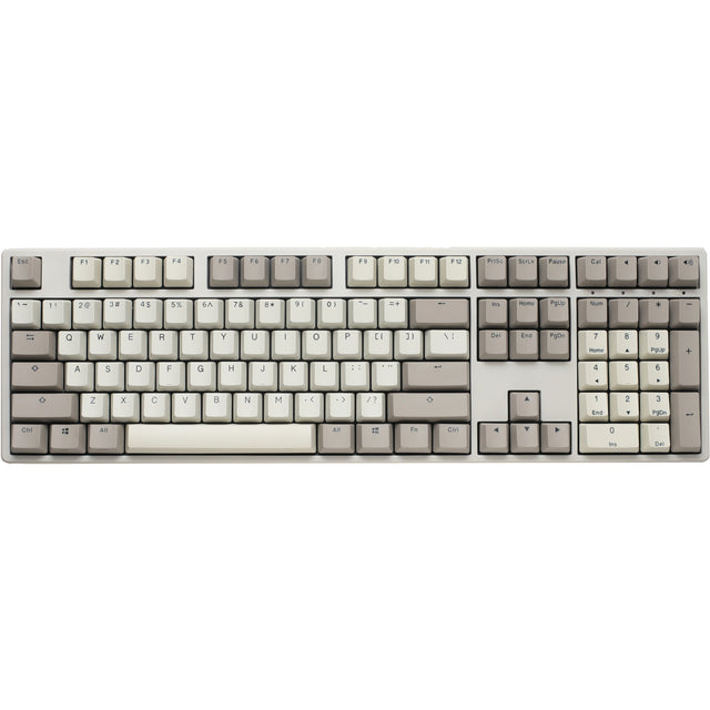 Tastiera meccanica vintage di origine Ducky (grigia, layout americano (qwerty), marrone cherry mx, 100%, hot swap, copritasti pbt double-shot)