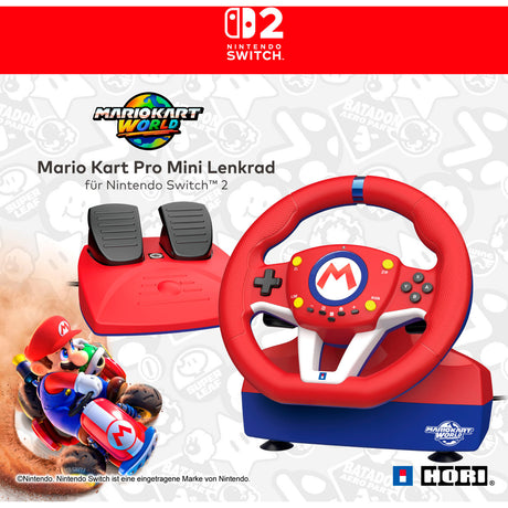 Hori mario kart racing wheel pro mini simulatorset (rood meerkleurig, nintendo switch 2, nintendo switch, nintendo switch oled, pc)