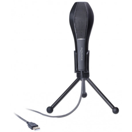 Delock Microfono a condensatore USB (nero, con supporto da tavolo)