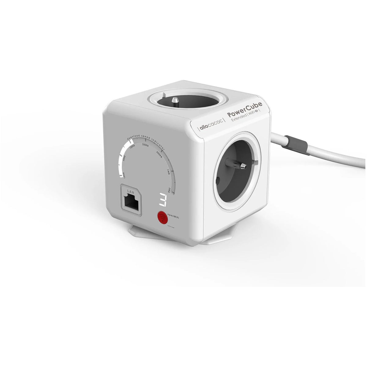 Allocacoc powercube esteso | Wi-Fi | ciabatta multipresa (bianco grigio, Belgio | Francia)