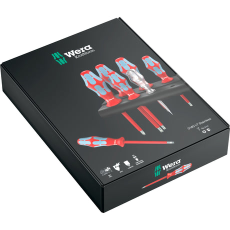 Wera 3160 i 7 set di cacciaviti Kraftform plus, acciaio inossidabile + cremagliera (rosso blu, 7 pezzi)