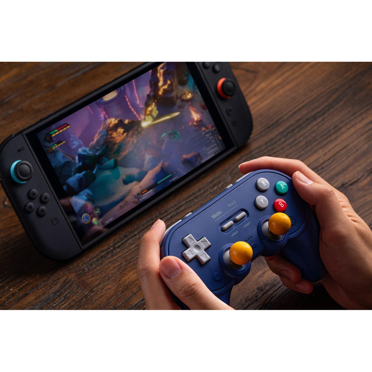 Gamepad bluetooth 8bitdo pro 3 (viola bianco, switch 1 2, pc, android, usb bluetooth 2.4 ghz)
