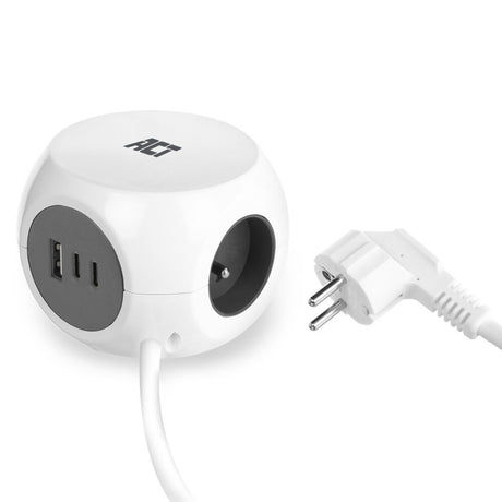 Act connettività cubo multipresa act con 3 prese, erogazione di potenza da 30 W, porte USB-C A, lunghezza cavo 1,5 m AC2425
