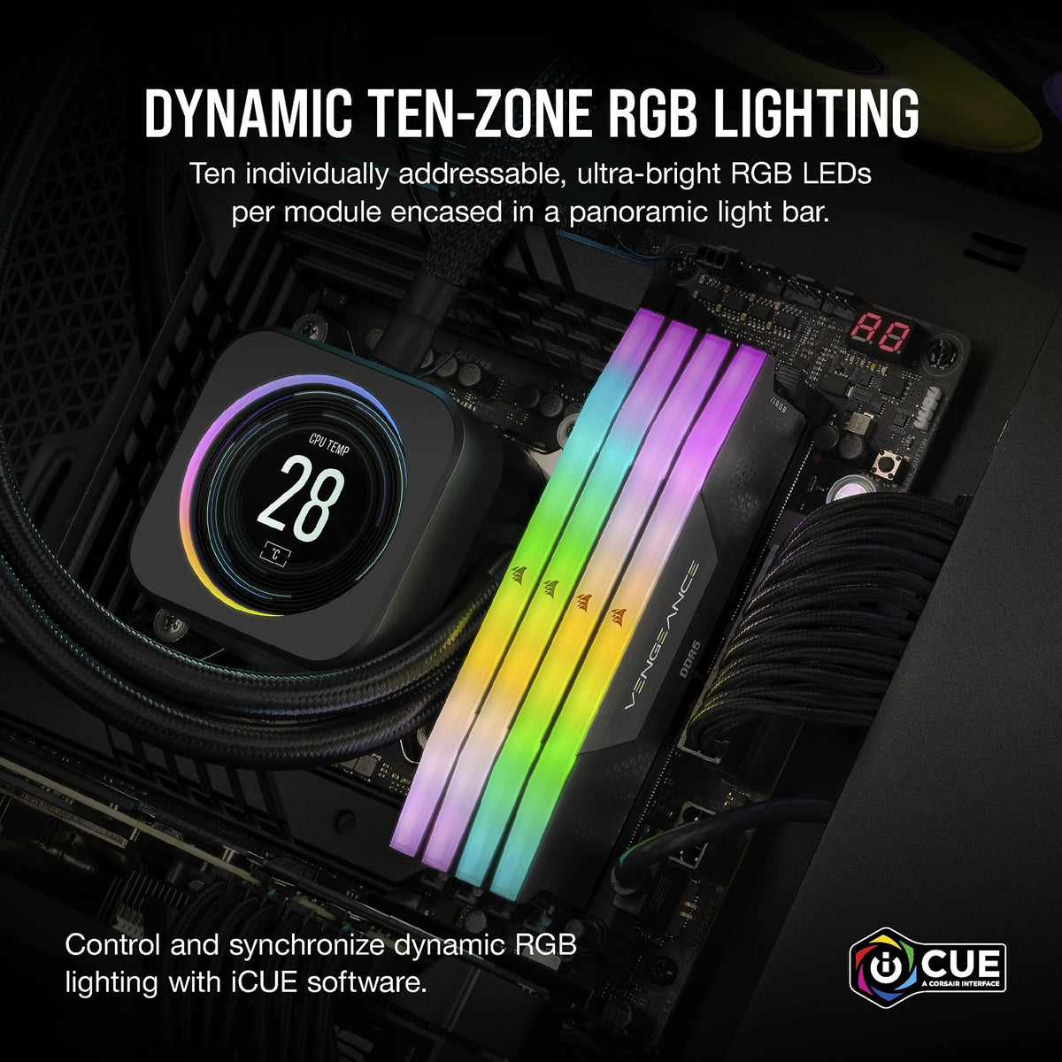 Corsair Vengeance RGB 32 GB DDR5-6000 (2x 16 GB) RAM (nero, cmh32gx5m2b6000c38, xmp 3.0)