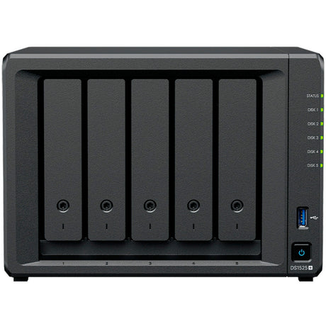 Synology diskstation ds1525+ nas (nero, 2x LAN, USB)