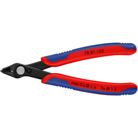 Pinza per elettronica Knipex super Knips 78 81 125 per elettronica (rosso blu, collegamento con rivetto in acciaio inossidabile, morsetto per filo)