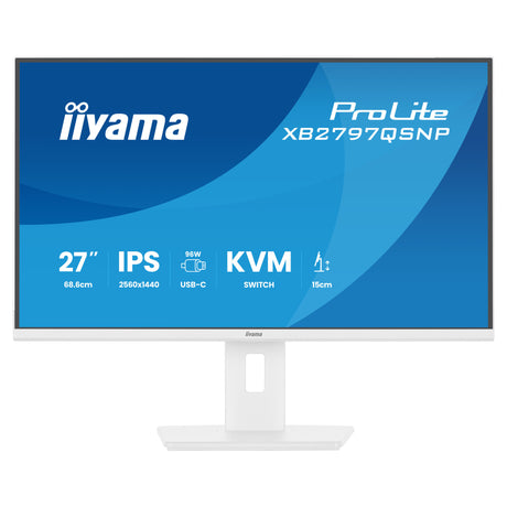 Monitor Iiyama prolite xb2797qsnp-w1 27 (bianco, HDMI, porta display, USB-C, LAN, audio)