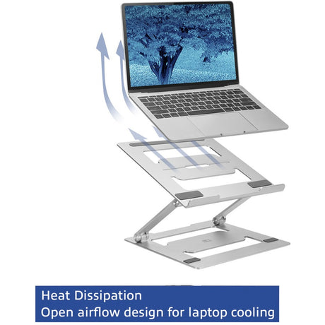 Supporto per laptop Act Connectivity in alluminio (alluminio, pieghevole, regolabile in altezza in modo continuo)