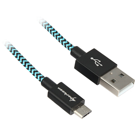 Cavo Sharkoon USB 2.0, USB-A > micro-USB B (nero azzurro, 3 metri)