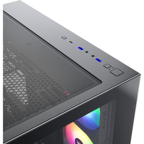 Xyz pc gear tesseract x custodia midi tower (nero | 2x USB-A | 1x USB-C | vetro temperato)