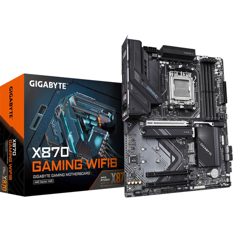 Scheda madre Gigabyte x870 gaming WiFi6 presa AM5 (nero grigio, RAID, 2,5 GB-LAN, WiFi 6, BT, audio, ATX)
