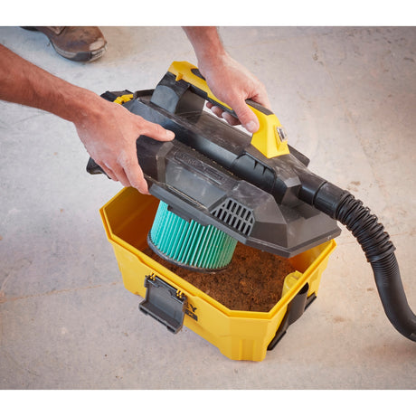 Stanley fatmax v20 18v 7,5l aspirapolvere a batteria senza fili per costruzioni aspirapolvere e liquidi (giallo nero, batteria e caricabatterie non inclusi)