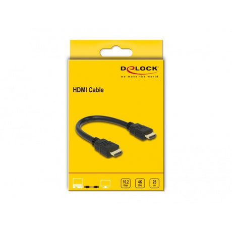 Delock HDMI ad alta velocità con Ethernet - HDMI a maschio > Cavo HDMI a maschio (nero, 0,25 metri, 4k)