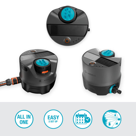 Sistema di irrigazione solare Gardena aquaprecise per sistema di irrigazione del prato (grigio turchese, area di spruzzo 320 m²)