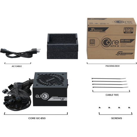 Alimentatore stagionale core gc-850 atx 3.1 da 850 watt (nero, 1x 12v-2x6, 3x pcie)