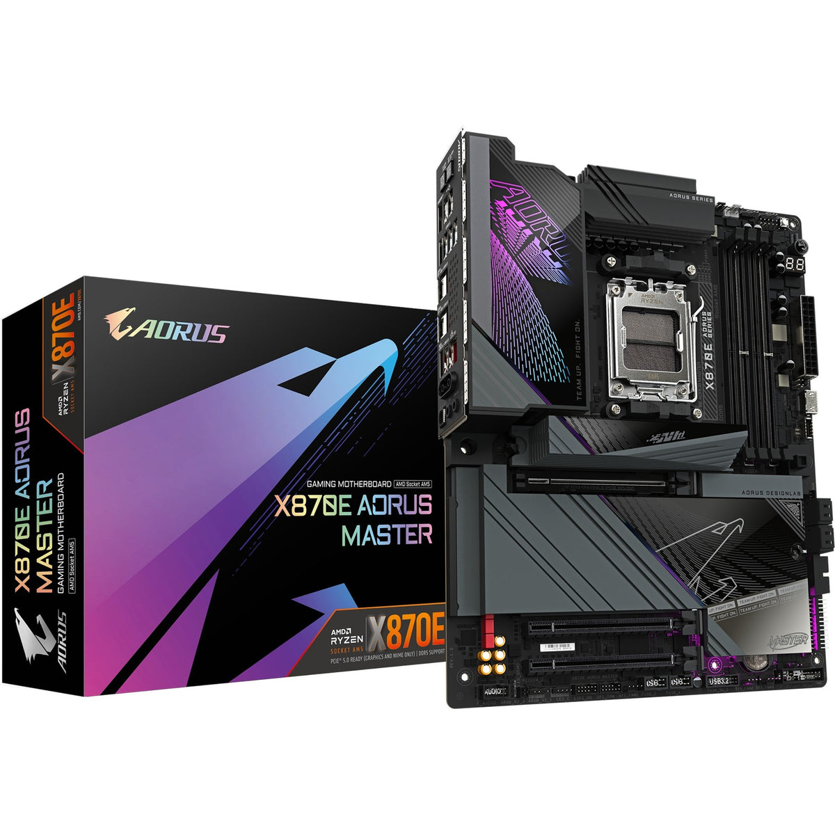 Scheda madre Gigabyte x870e aorus master socket am5 (nera, raid, 5 GB LAN, Wi-Fi 7, BT, audio, ATX)