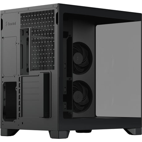Custodia midi tower pop 2 vision dal design frattale (nero | 1x USB-A | 1x USB-C | vetro temperato)
