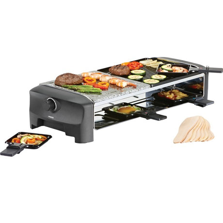 Set gourmet per party grill raclette Princess con 8 pietre (grigio nero)