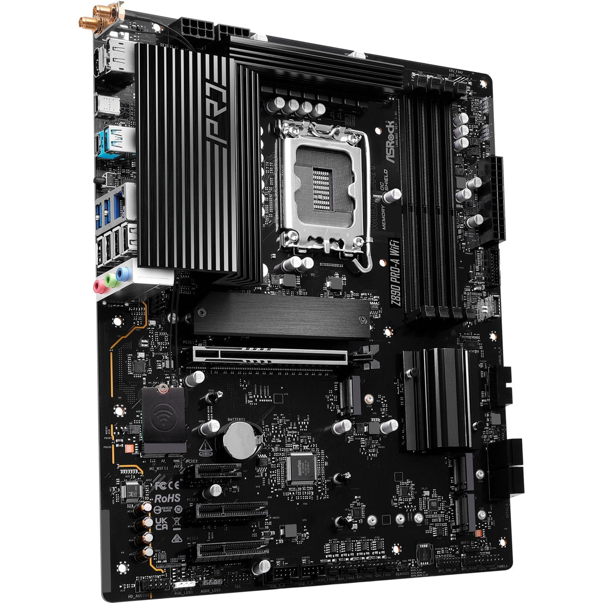 Scheda madre Asrock Z890 Pro-A WiFi Socket 1851 (nera, RAID, 2,5 GB-LAN, WiFi 6e, BT, audio, ATX)
