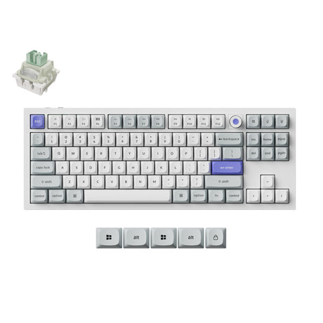 Tastiera Keychron q3 he 8k con interruttore magnetico (bianca, layout us (qwerty), lime ultraveloce, 80% (tkl), rgb, hot swap, 8k)