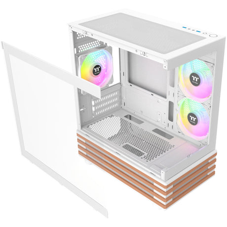 Custodia mini tower Thermaltake view 170 ws argb (colore legno bianco | 2x usb-a | rgb | vetro temperato)