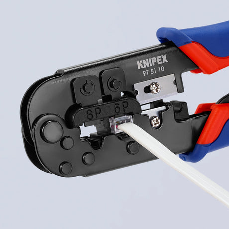 Pinza a crimpare Knipex 97 51 10 sb (blu rosso, spina RJ-11 12 e RJ-45)