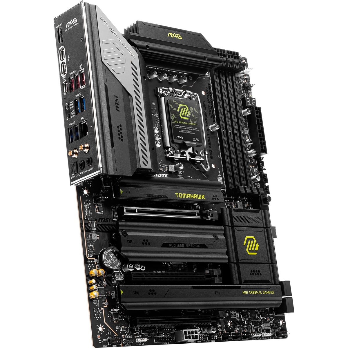 Scheda madre MSI Mag Z890 Tomahawk WiFi Socket 1851 (nero giallo, RAID, 5GB-LAN, WiFi 7, BT, audio, ATX)