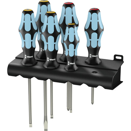 Wera 3334 6 set di cacciaviti, acciaio inossidabile + supporto, 6 pezzi (nero blu)