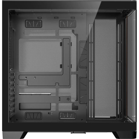 Custodia midi tower Antec c8 in legno curvato (colore legno nero | 2x USB-A | 1x USB-C | vetro temperato)