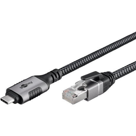 Adattatore di rete Goobay da USB-C 3.2 gen1 a RJ-45 (nero argento, 2 metri)