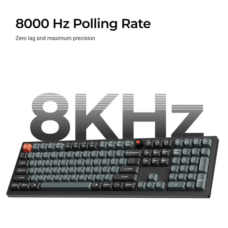 Keychron v6w-d1 8k qmk tastiera meccanica personalizzata cablata (nera, layout us (qwerty), super rossa, 100%, led rgb, pbt double-shot, hot swap, 8k, pulsante)