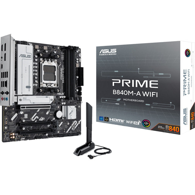 Scheda madre Asus Prime B840m-A Wi-Fi Socket AM5 (2,5 GB-LAN, Wi-Fi 6e, BT, Suono, µATX)