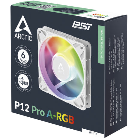 Ventola per case Arctic p12 pro a-rgb (bianca, 120 x 120 x 25 mm, pwm)