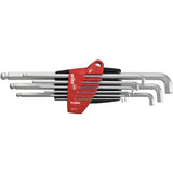 Set chiavi a brugola Wiha nel supporto Prostar (10 pezzi, testa sferica esagonale con gambo corto, cromato opaco in blister)