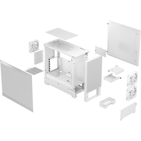Custodia midi tower rgb pop air dal design frattale (bianco | 2x usb-a | rgb | vetro temperato)