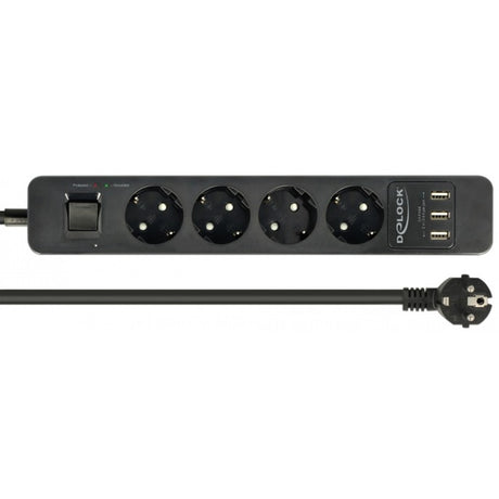 Delock Ciabatta a 4 vie con porte USB Ciabatta (nera)