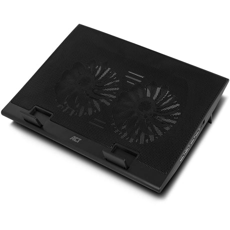 Supporto per laptop Act Connectivity, con ventola, regolabile in altezza in 2 posizioni (nero, hub USB 2.0 a 4 porte)