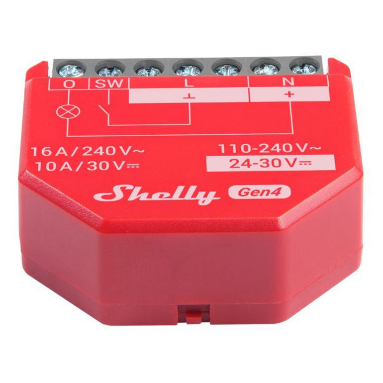Relè Shelly 1pm gen4 (rosso, bluetooth, wi-fi)