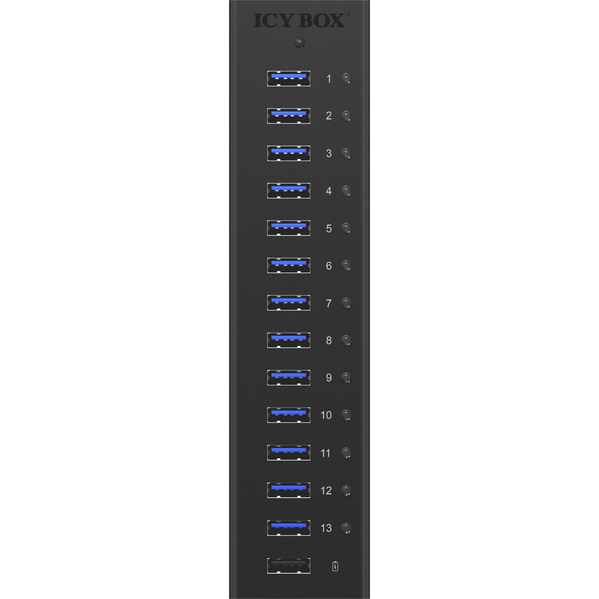 Hub USB Icy box ib-ac6113 (nero, 13x USB 3.0, 1x porta di ricarica USB)