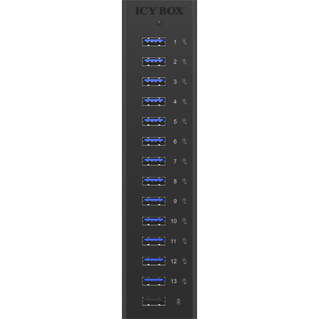 Hub USB Icy box ib-ac6113 (nero, 13x USB 3.0, 1x porta di ricarica USB)