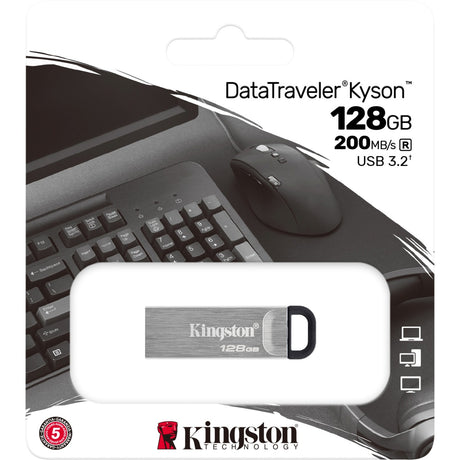 Chiavetta USB Kingston data traveler kyson 128 GB (argento, dtkn 128 GB)