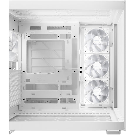 Silenzio! custodia midi tower base luminosa 600 dx (bianco | 2x USB-A | 1x USB-C | RGB | vetro temperato)