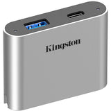 Docking station per mini hub USB Kingston Workflow (argento nero, USB-C, USB-A)