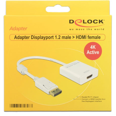 Delock displayport > adattatore hdmi (bianco, 0,2 metri, 4k)