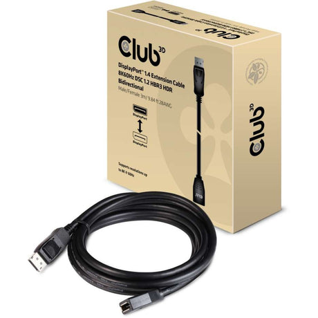 Cavo bidirezionale Club 3D DisplayPort 1.4 DSC 1.2 HBR3 HDR (nero, 3 metri, 8K 60Hz)