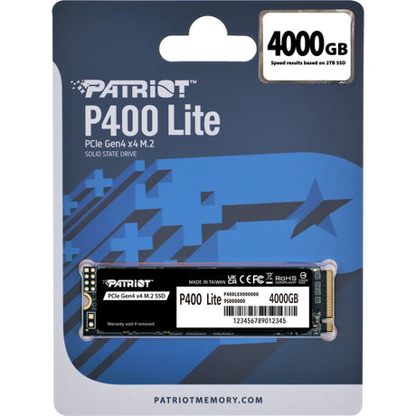 Patriot p400 lite 4 tb SSD (bianco e nero, p400lp4kgm28h, pcie 4.0 x4, nvme 1.4, m.2 2280)