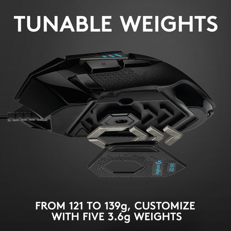 Mouse da gioco ad alte prestazioni Logitech g502 hero (nero, 100 - 25.600 dpi, LED RGB)