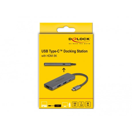 Delock Docking station USB Type-C 8k (grigio scuro, HDMI, USB, PD 3.0 100 W)