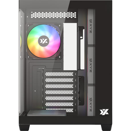 Xyz pc gear tesseract x custodia midi tower (nero | 2x USB-A | 1x USB-C | vetro temperato)