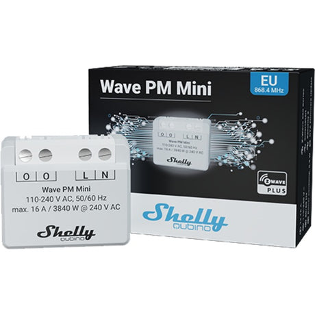 Shelly qubino wave pm mini relè (grigio chiaro bianco, 1 canale, onda z)